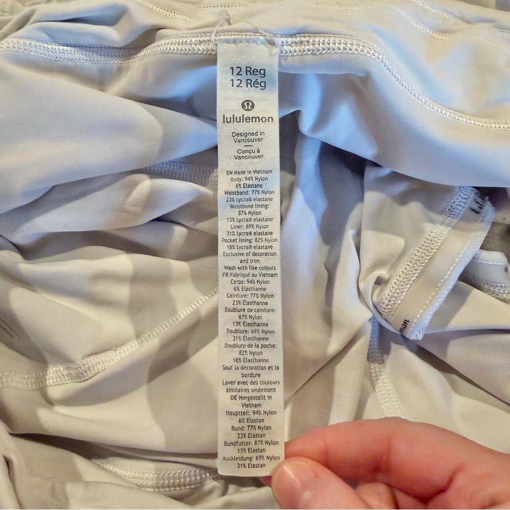 Lululemon Pace Rival Activewear Skirt Skort 12 White Light Grey W8846R - Picture 10 of 12